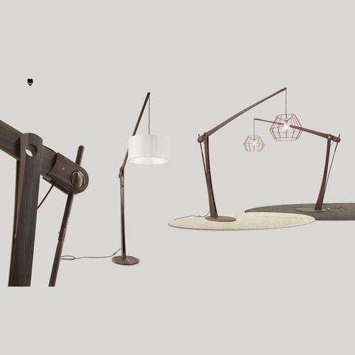 Lampada da terra - ARCHITA - Volpi - in legno / contemporanea / con cavo