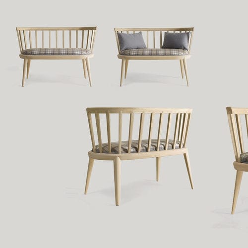 Divanetto imbottito contemporaneo - UDINÌ  - Volpi - in tessuto / in legno massiccio / con schienale