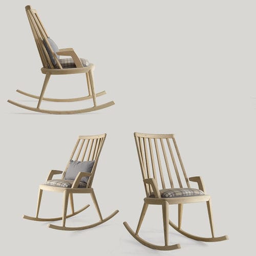Poltrona contemporanea - BESS  - Volpi - in tessuto / in legno massiccio / a dondolo