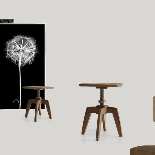 Tavolo d'appoggio contemporaneo - ARCHITA - Volpi - in legno / rotondo / ad altezza regolabile