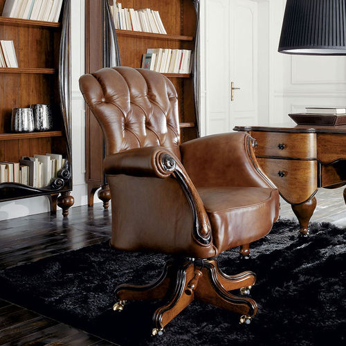Poltrona da ufficio in stile - EMMA  - Volpi - in pelle / in legno / con base a stella