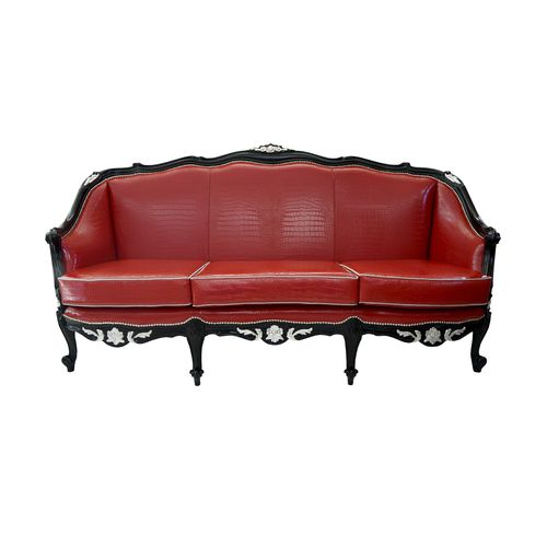 Divano design nuovo barocco - MARSHAL CROCODILE - David Style - in pelle / rosso / 3 posti