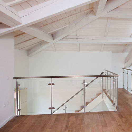 Ringhiera in acciaio inossidabile - I-E-GLASS - ITALIAN FASHION STAIRS - pannelli in vetro / da interno / per scala