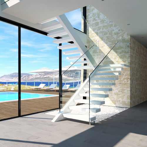 Scala dritta - LERICI SM SBALZO B-E-GLASS - ITALIAN FASHION STAIRS - a L / a U / con gradini in legno