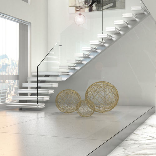 Scala dritta - PORTOFINO C-B-E-GLASS - ITALIAN FASHION STAIRS - a L / a U / con gradini in composito