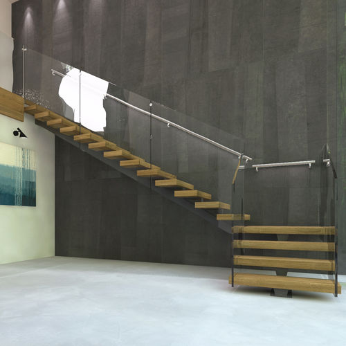 Scala dritta - CAMOGLI B-E-GLASS - ITALIAN FASHION STAIRS - a U / con gradini in legno / in metallo