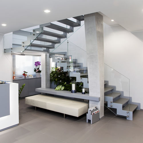 Scala dritta - LOGICA V-B-E-GLASS - ITALIAN FASHION STAIRS - a L / a U / con gradini in metallo