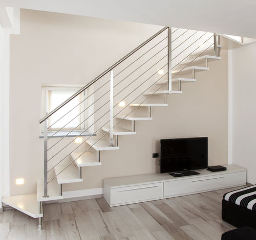 Scala dritta - SBALZO ECO INOX - ITALIAN FASHION STAIRS - a L / a U / con gradini in legno