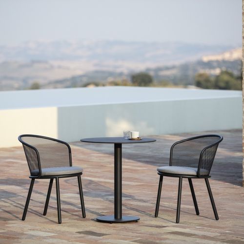 Tavolo da bistrot contemporaneo - BRANTA - Todus - in ceramica / con supporto in acciaio inossidabile / rotondo