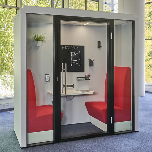 Ufficio POD acustico - FIZZ BOX COLLECTION - Clestra - modulabile / con illuminazione LED integrata / con presa di corrente integrata