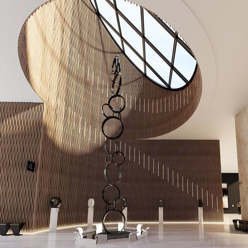 Pannello fonoassorbente per controsoffitto - LINEA BAMBOO WAVE - LAUDESCHER - in douglas / in legno massiccio / in rovere