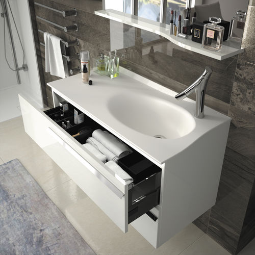 Mobile lavabo doppio - JOYA - AMBIANCE BAIN - sospeso / in legno / in vetro