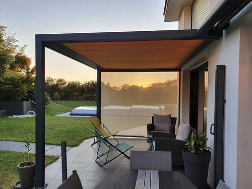 Pergola autoportante - ID2 SUN - Socotex - Abritez-vous chez nous - addossata / in alluminio / con copertura scorrevole