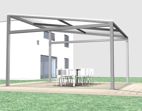 Pergola autoportante - ID3 - Socotex - Abritez-vous chez nous - addossata / in alluminio / con copertura in tela