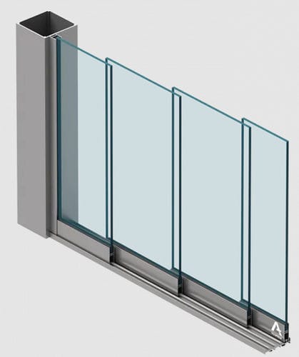 Vetrata scorrevole - MB-OPENSLIDE  - Aluprof S.A - con rivestimento in vetro temperato / con struttura in alluminio / a 3 ante