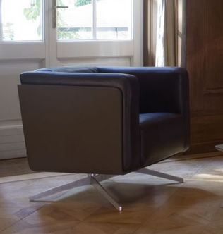 Poltrona club contemporanea - COCO. - Rossin - in pelle / con base a stella