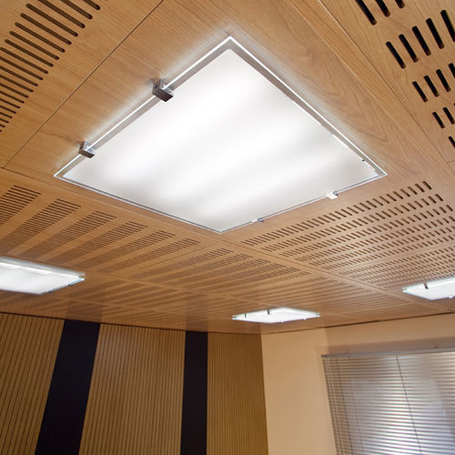 Pannello decorativo per controsoffitto - L1 - Ideatec Advanced Acoustic Solutions - tagliafuoco / retroilluminato / in legno