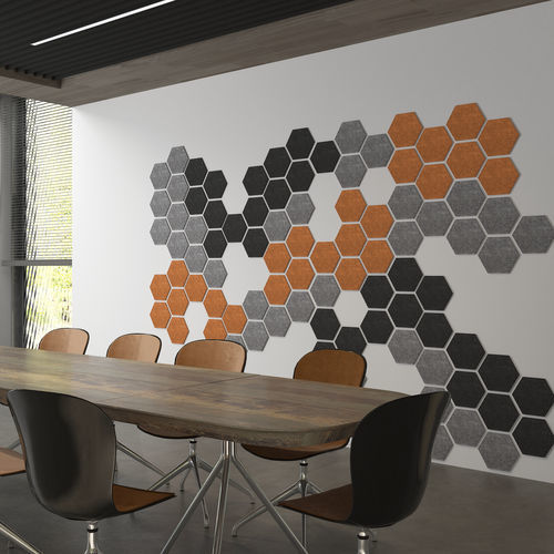 Pannello acustico a muro - HEXAGON - Ideatec Advanced Acoustic Solutions - per soffitto / per controsoffitto / in PET