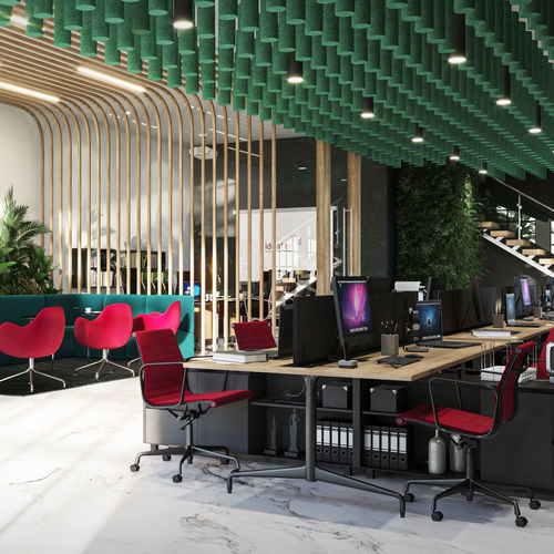 Baffle acustico in tessuto - CYLINDERS - Ideatec Advanced Acoustic Solutions - sospeso / da soffitto / cilindrico