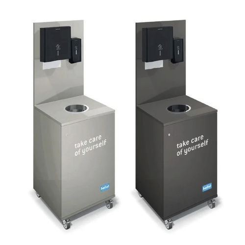 Dispenser di gel igienizzante da terra - HELLO - Fit Interiors - automatico / con distributore di salviette / con cestino