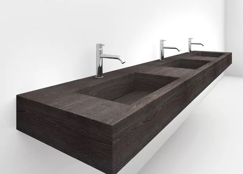 Lavabo a muro - SIMPLE - Fit Interiors - in acciaio / con piano integrato / con scaffale integrato