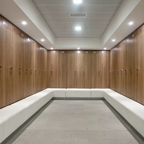 Panca per spogliatoio contemporanea - ROUND - Fit Interiors - in ecopelle / senza schienale / senza braccioli