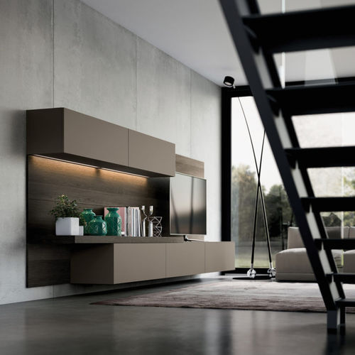Parete attrezzata TV contemporaneo - YOTA : COMPOSIZION 01 - ARMONY CUCINE - in legno laccato