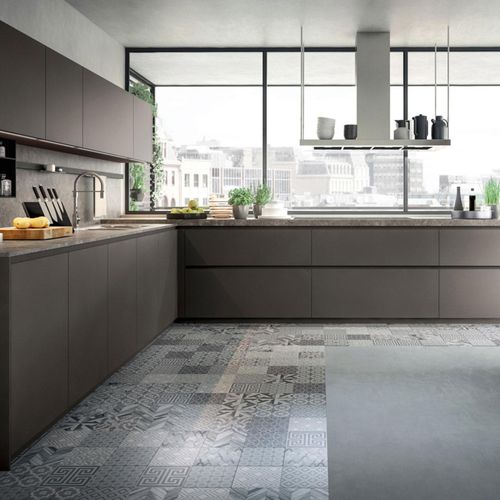 Cucina contemporanea - OMICRON 22 : COMPOSIZION 02 - ARMONY CUCINE - in legno laccato / a L / senza maniglie