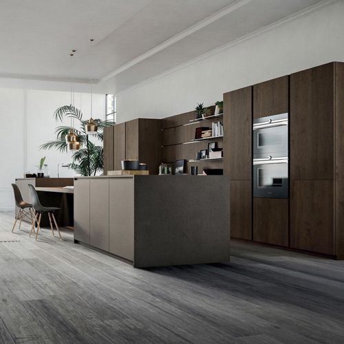 Cucina contemporanea - OMICRON 22 : COMPOSIZION 04 - ARMONY CUCINE - in legno / in resina / con isola