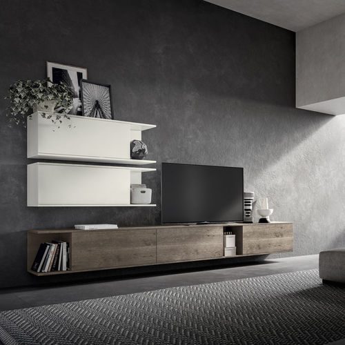 Parete attrezzata TV contemporaneo - RHO : COMPOSITION 04 - ARMONY CUCINE - impiallacciato in legno / in melaminico