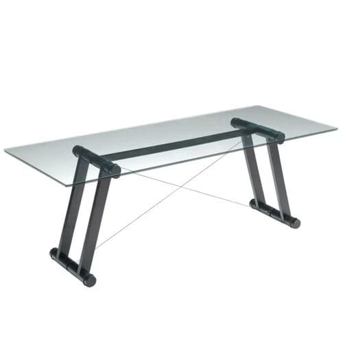Tavolo contemporaneo - TESO - Giovannetti Collezioni - in vetro / con supporto in metallo / rettangolare