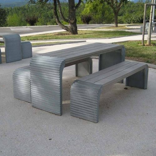 Tavolo da picnic contemporaneo - TAB101 &BA101 - Francioli - in calcestruzzo / con supporto in calcestruzzo / rettangolare