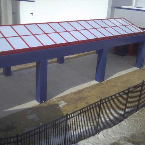 Pensilina da ingresso - SKYSHADE 3700® - EXTECH Exterior Technologies, Inc - per edificio ad uso pubblico / in metallo / in vetro