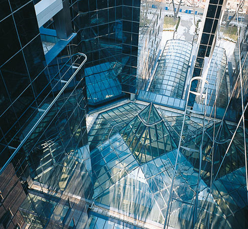 Copertura vetrata in alluminio - BANK CENTER - Permasteelisa