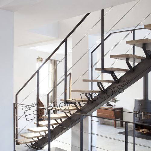 Scala dritta - DT65 ESCA'DROIT®  - ESCALIERS DECORS - con gradini in legno / con struttura in acciaio / per uso residenziale