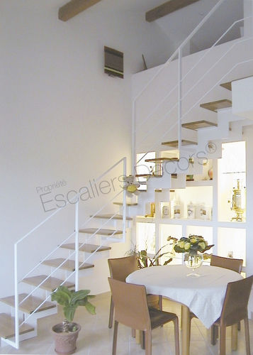 Scala a L - DT35 ESCA'DROIT® - ESCALIERS DECORS - con gradini in legno / con struttura in acciaio laccato / per uso residenziale