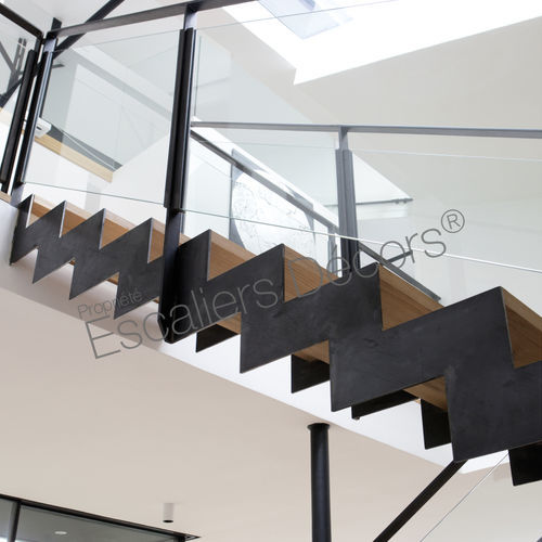 Scala dritta - ELLE DT127 ESCA'DROIT®  - ESCALIERS DECORS - con gradini in legno / con struttura in acciaio / per uso residenziale