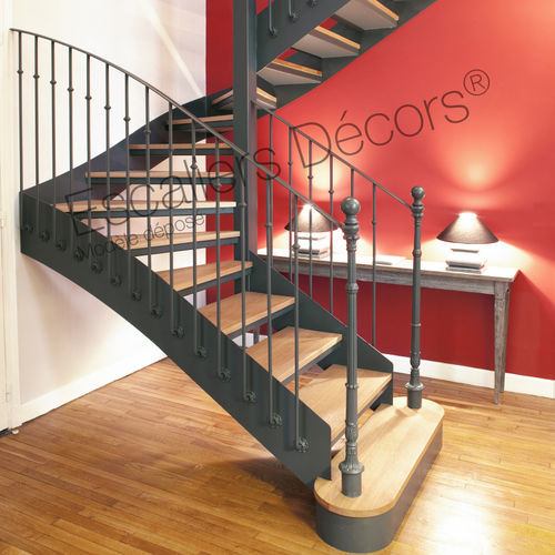 Scala a U - BISTROT DT78 ESCA'DROIT® - ESCALIERS DECORS - con gradini in legno / con struttura in acciaio / per uso residenziale