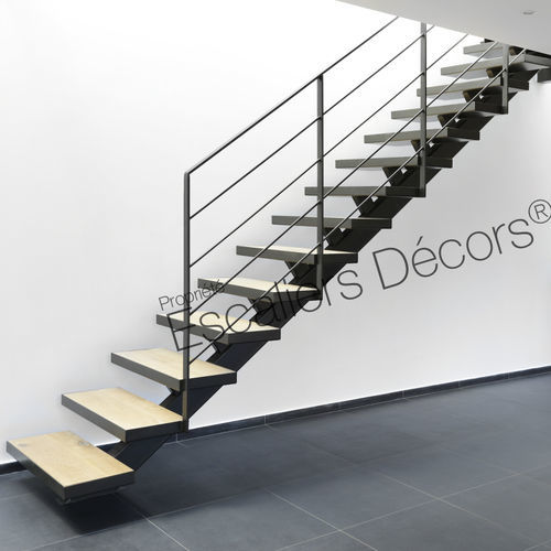 Scala dritta - DT119 ESCA'DROIT®  - ESCALIERS DECORS - con gradini in legno / con struttura in acciaio laccato / per uso residenziale