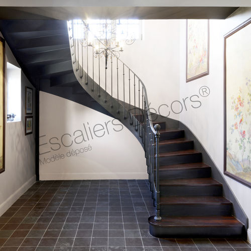 Scala a U - BISTROT DT122 ESCA'DROIT® - ESCALIERS DECORS - curva / con gradini in legno / con gradini in metallo