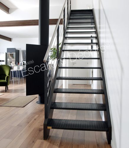 Scala dritta - LOFT DT38 ESCA'DROIT®  - ESCALIERS DECORS - con gradini metallici a scacchiera / con struttura in acciaio / per uso residenziale