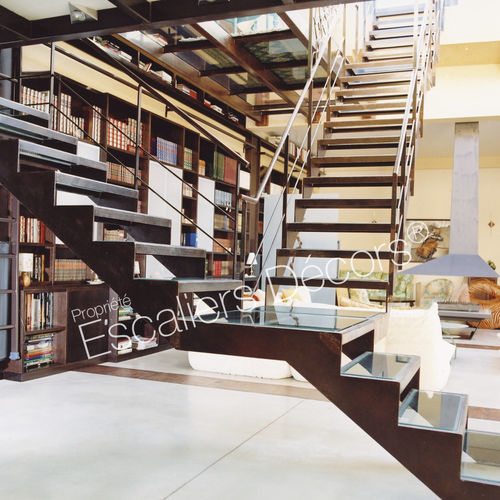 Scala dritta - LOFT DT47  - ESCALIERS DECORS - a L / con gradini in vetro / con struttura in acciaio