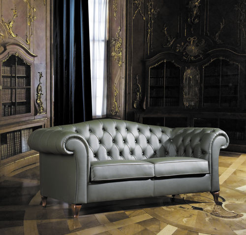Divano chesterfield - Alpuch - in pelle / antracite / 2 posti