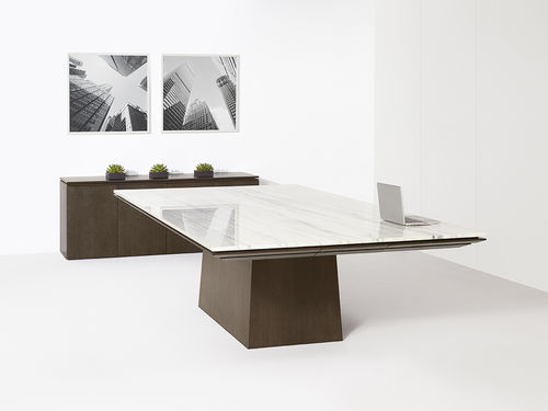 Tavolo da riunione contemporaneo - MESA - Halcon - in laminato / rettangolare / con presa di corrente integrata