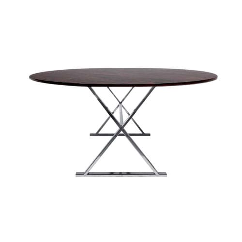 Tavolo da pranzo contemporaneo - VESTA - Viveti - in legno / con supporto in acciaio / rotondo