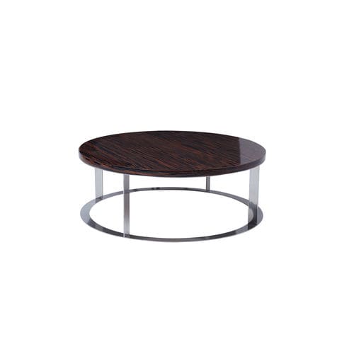 Tavolino basso contemporaneo - KREIS - Viveti - in legno / con supporto in acciaio / rotondo