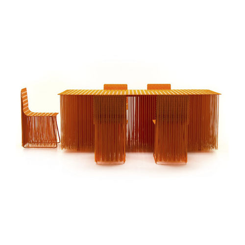 Set tavolo e sedia contemporaneo - FLIRT - Mussi Italy - da interno / in acciaio / in PVC