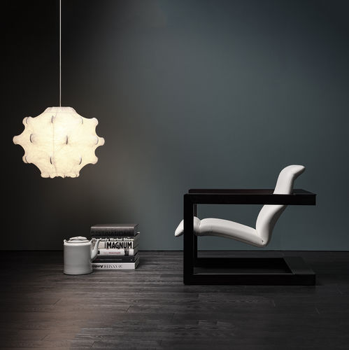 Poltrona design minimalista - Palco - Mussi Italy - in pelle / in mogano / in acciaio