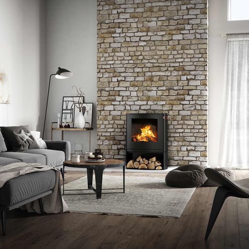 Stufa a legna - Q-TEE 2 C - Attika Feuer AG - 5 kW...10 kW / a pavimento / contemporanea