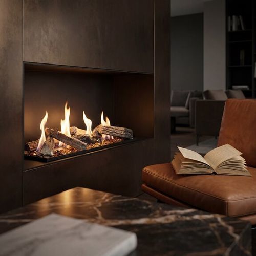 Inserto per camini centrale - LOGICWOOD LINEAR - Attika Feuer AG - a bioetanolo / a convezione naturale / contemporaneo